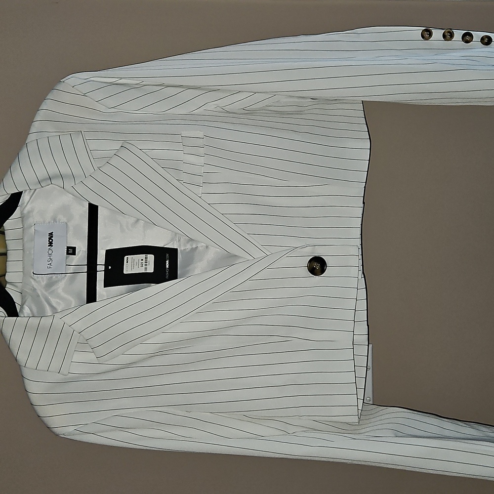 Cropped Pinstriped Blazer